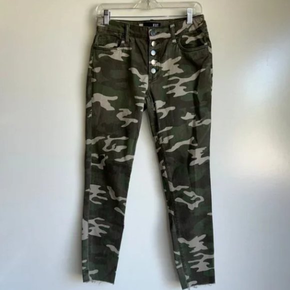 KUT From the Kloth Jeans High Rise Ankle Skinny Camo Print Button-Fly Size 6 NEW - Picture 3 of 7